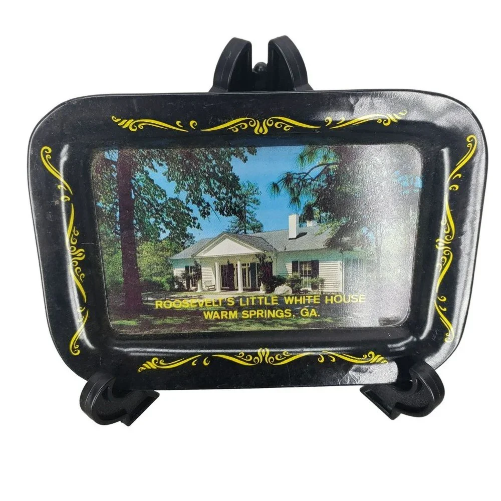 Vintage Tin Souvenir Tray Roosevelt's Little White House Warm Springs, GA. Uniqu